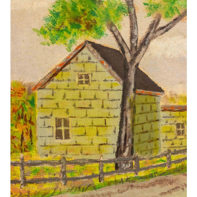American American Naive Landscape Scene Acrylic, 1966 For Sale - Image 3 of 7