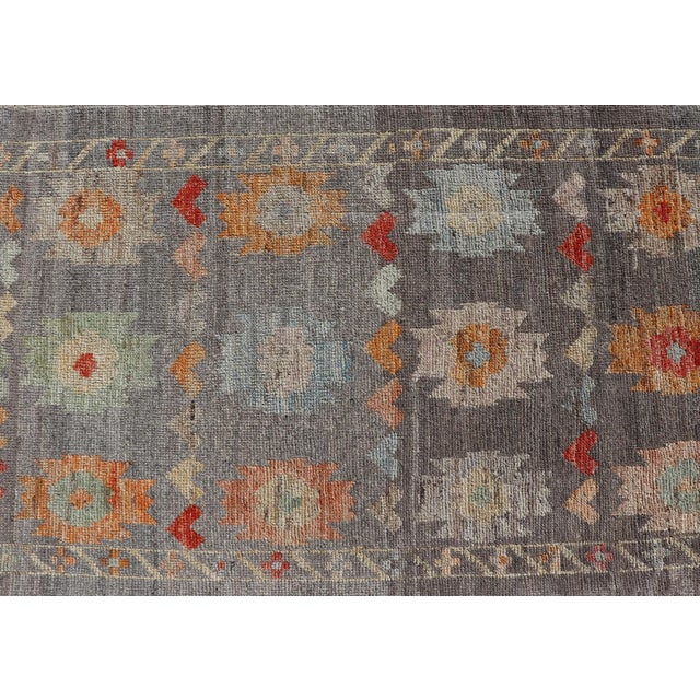 Textile Modern Runner by Keivan Woven Arts Sub-Geometric Diamond Design in Multicolor 2'9 X 9'8 For Sale - Image 7 of 11