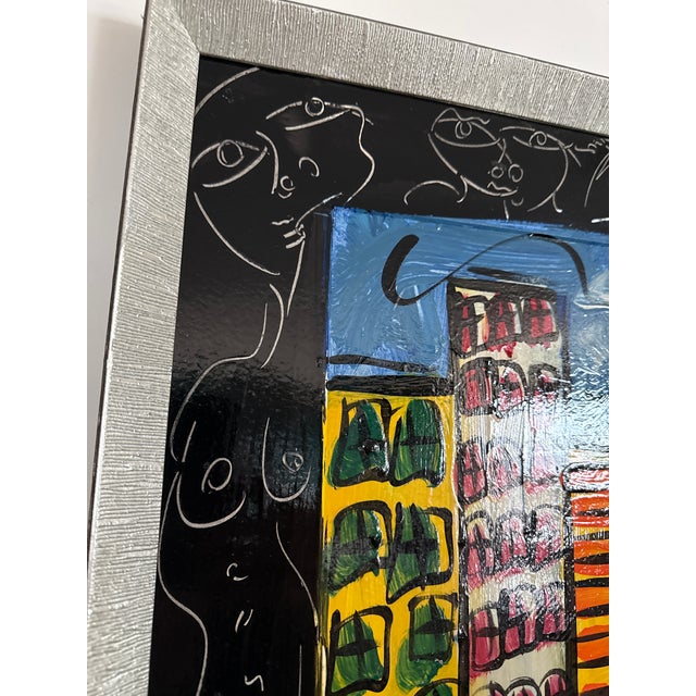 1970s 1970s Peter Keil Skyscraper Abstract Cityscape Painting For Sale - Image 5 of 7