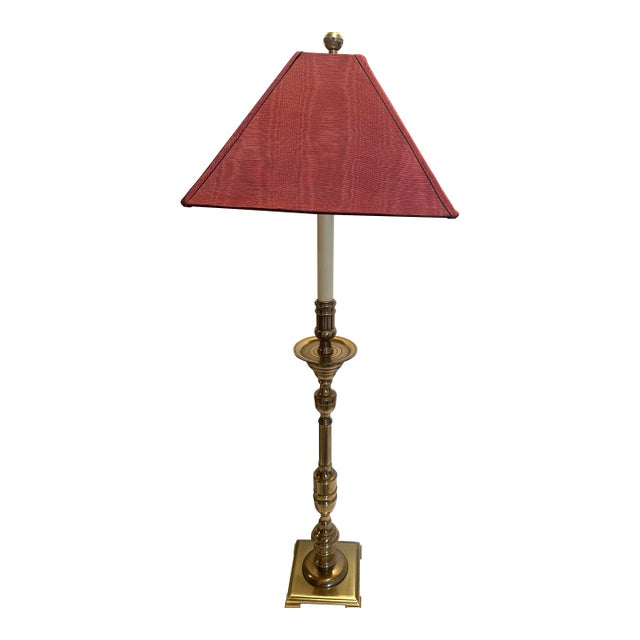 1990’s Frederick Cooper Tall Brass Lamp With Shade For Sale