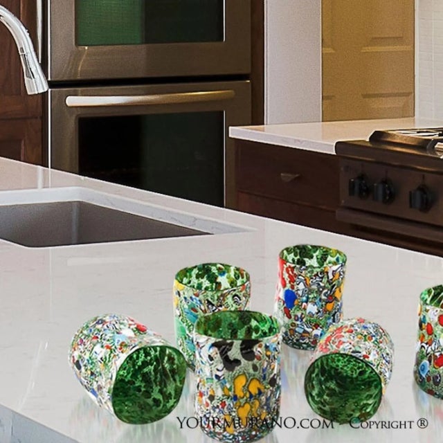 Contemporary Green Murano Glasses from YourMurano, Set of 6 For Sale - Image 3 of 8
