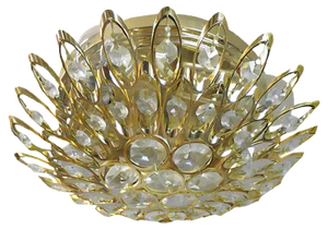 German Crystals & Gilt Brass Ceiling Lamp from Palwa, 1970s