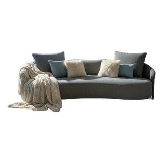 Serene Outdoor Sofa 91" – Bouclé All-Weather Gray Fabric For Sale