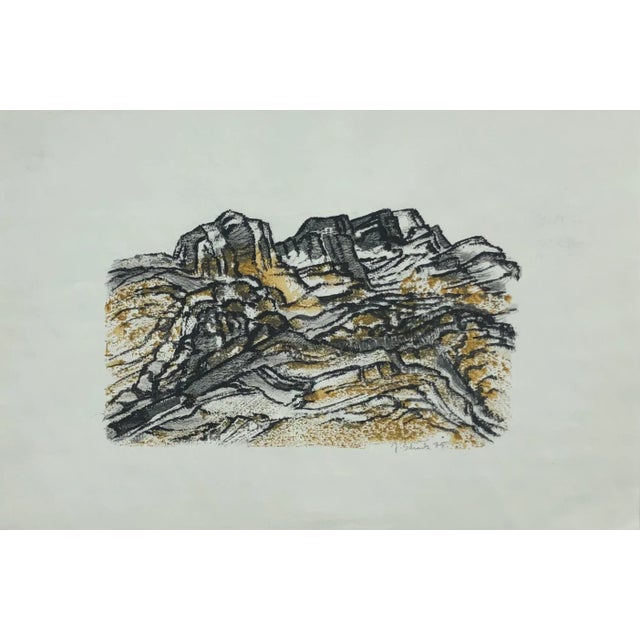 J. Schranz, Montagne, 1975, Watercolor & Gouache on Paper, in Flawless conditions. Designed 1970 to 1979 This piece has an...