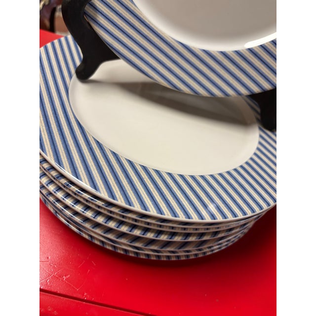 Nautica Bermuda Blue Striped Dinner Plates - Set of 8 For Sale - Image 4 of 4