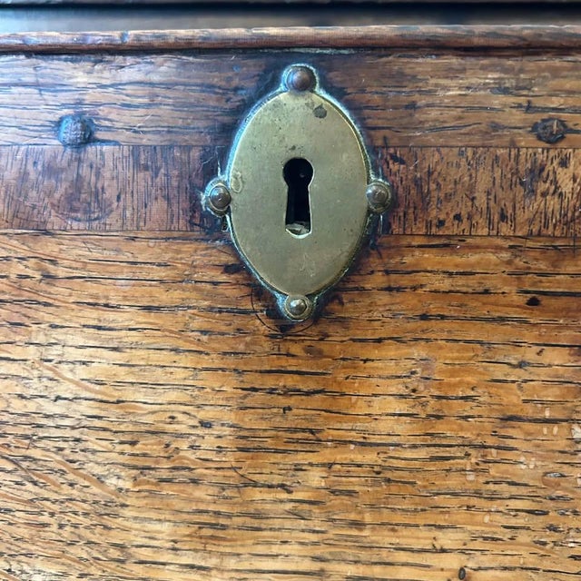 Brown Antique George III Oak Dresser Base with Cabriole Legs and Brass Escutcheons, 1810 For Sale - Image 8 of 11