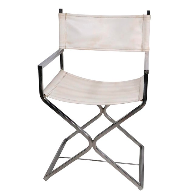 Mid-Century Modern Mid 20th Century Hollywood Regency Chrome and Vinyl Directors Chairs In For Sale - Image 3 of 18