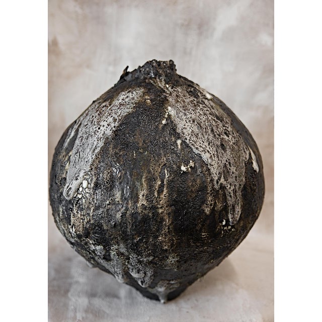 Shou Sugi Ban Moon Vase Handmade For Sale - Image 12 of 14