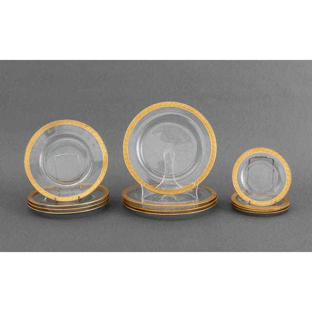 Modern Modern Gilt Encrusted Glass Plates, 12 For Sale - Image 3 of 8
