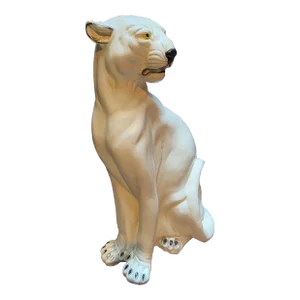 Vintage Italian White Cougar Panther Cat Life Size Statue