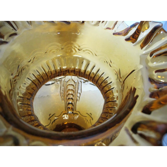 Mid 20th Century Mid 20th Century Amber Glass Ruffled Rim Statement Vase For Sale - Image 5 of 6
