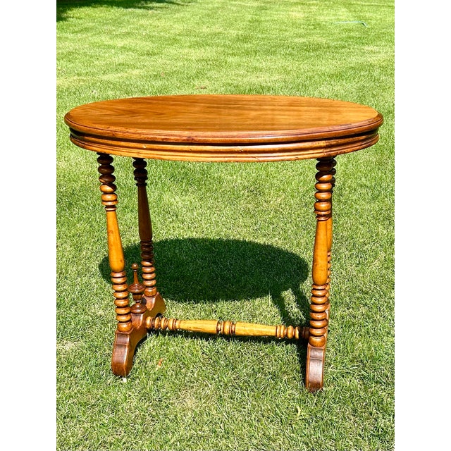 Wood Antique, Edwardian, Walnut, Spool-Turned, End Table For Sale - Image 7 of 7