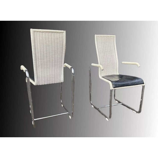Black Set of D20 Wicker Chairs in Stainless Steel and Leather from Tecta, 1980s For Sale - Image 8 of 15