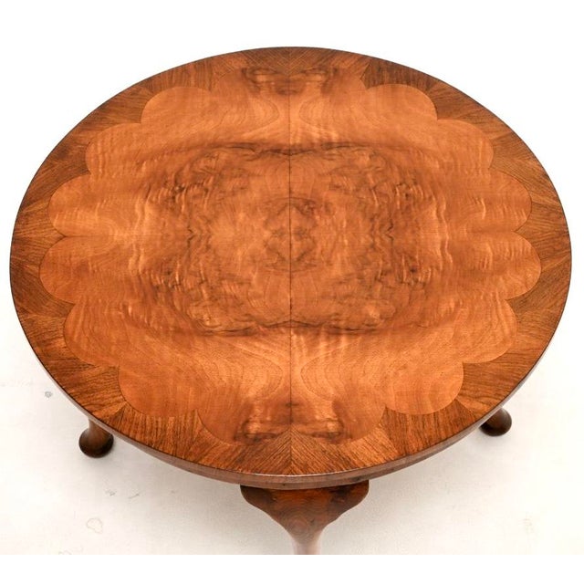 Antique Burr Walnut Occasional Coffee Table, 1930 For Sale - Image 4 of 6