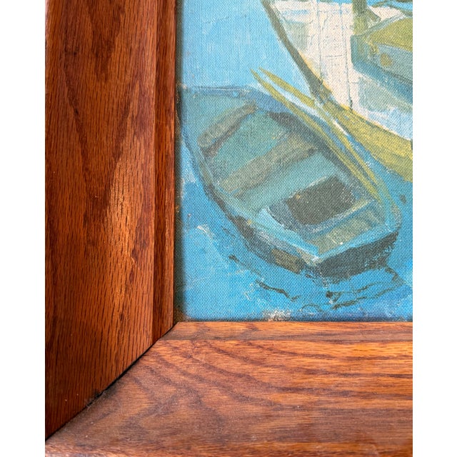 Mid-Century 1960’s French Impressionist Harbor Scene With Boats by Pierre Bordenave (French, 1900-1970), Oil on Canvas, Signed Lower Right For Sale In San Antonio - Image 6 of 12