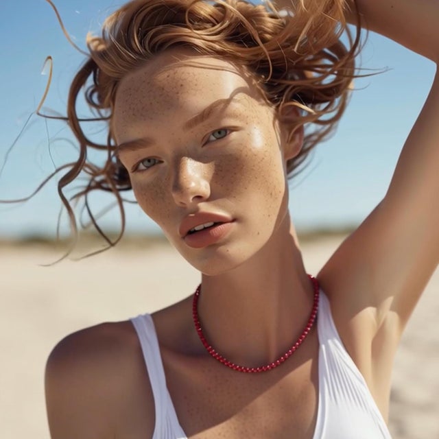 Red Jumbo Ruby Green Agate Necklace 14k Gold For Sale - Image 8 of 11