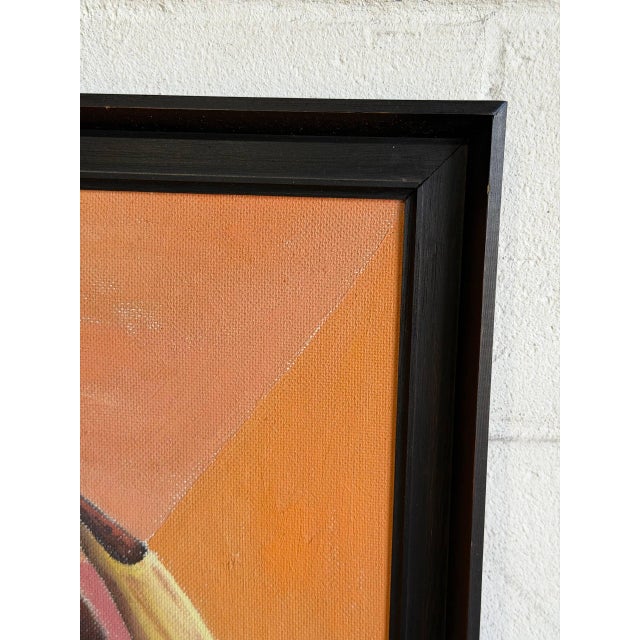 Textile Still Life Canvas Painting With Plate Mid-Century Modern Vintage For Sale - Image 7 of 10
