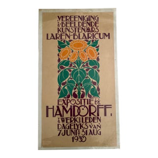 Vintage 1930 Art Exhibition Poster for the "Vereeniging Beeldende Kunstenaars Laren-Blaricum" Signed For Sale