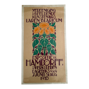 Vintage 1930 Art Exhibition Poster for the "Vereeniging Beeldende Kunstenaars Laren-Blaricum" Signed