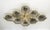Italian midcentury flush mount with eight smoky Murano glass shades mounted on solid brass frame in satin brass finish /...