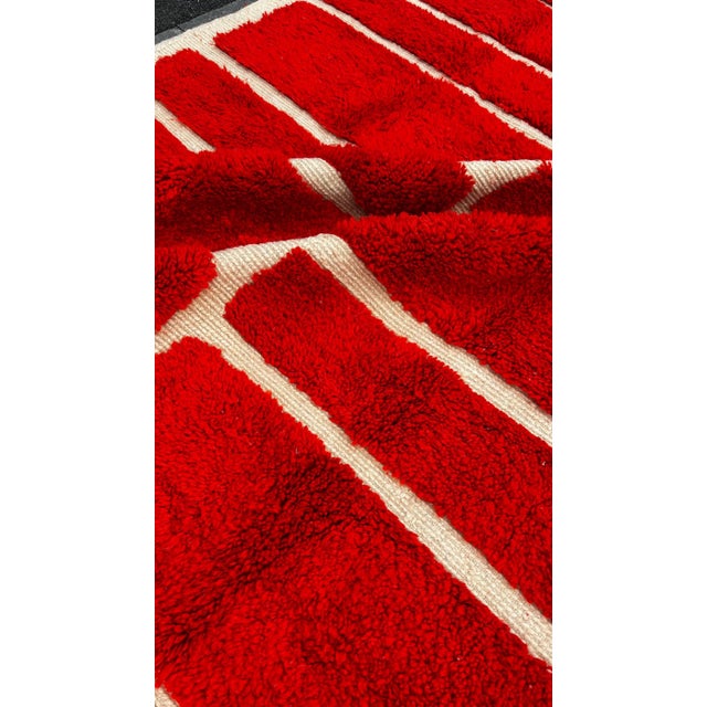 Graphic Red Moroccan Berber Rug For Sale - Image 12 of 14
