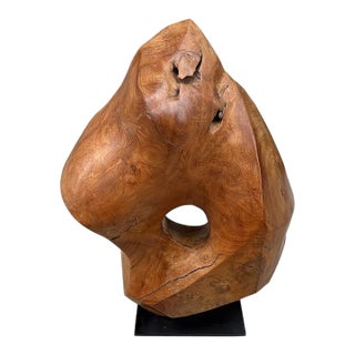 Andrianna Shamaris Minimalist Teak Wood Sculpture For Sale