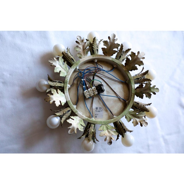 Vintage Gold & Green Florentine Ceiling Lamp from Banci, 1970s For Sale - Image 6 of 15