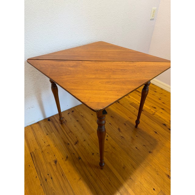 1960s 1960s Harden Furniture Solid Cherry Drop Leaf Napkin Table For Sale - Image 5 of 9