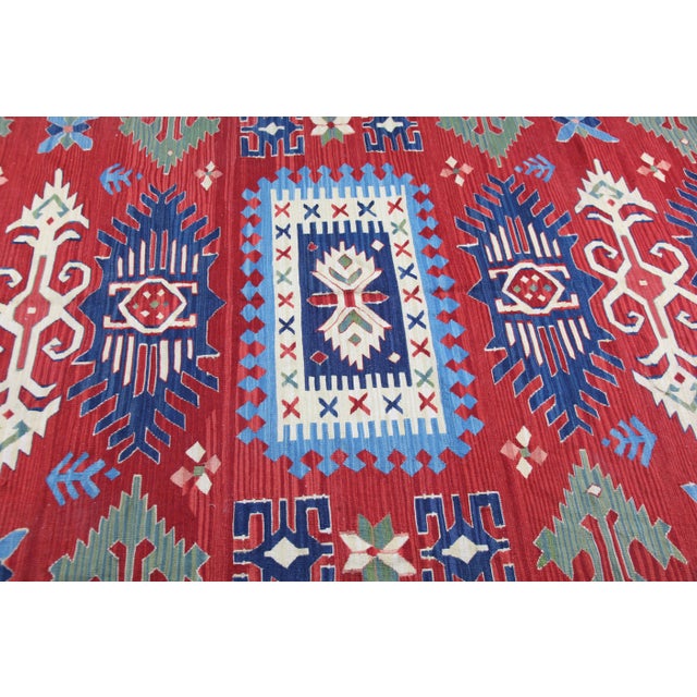 Vintage Oushak Kilim – Handwoven Flatweave With Modern Tribal Motifs -6'9' X 9' 11'' For Sale - Image 10 of 14