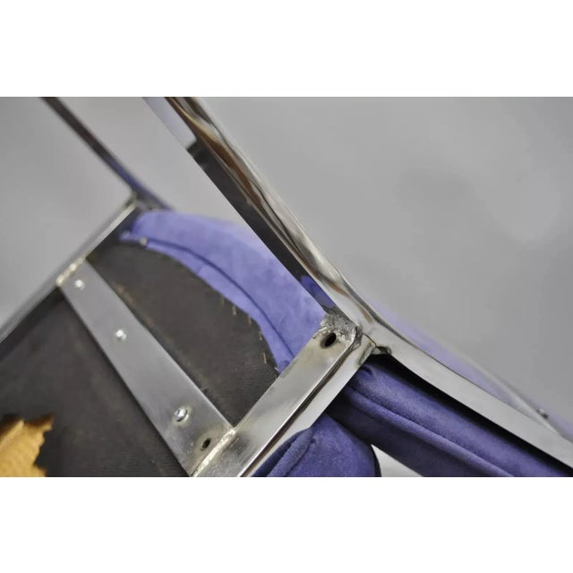 Purple Late 20th Century Mid Century Modern Chrome Flat Bar Dining Side Chair Attributed Tri Mark Designs For Sale - Image 8 of 10