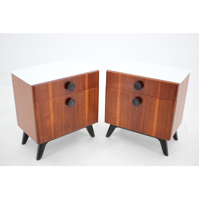 1950s Mahogany Bedside Tables by Jindrich Halabala for from Hala, Czechoslovakia, 1950s, Set of 2 For Sale - Image 5 of 18