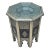 Moroccan Metal Inlay and Leather End Table, Octagonal Shape For Sale