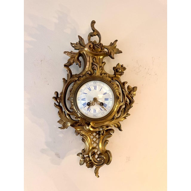 Antique French Victorian Neo-Rococo Wall Clock, 1830 For Sale - Image 4 of 8