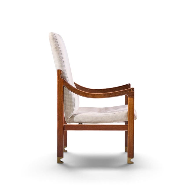 Brown Kofod Larsen for Selig Megiddo Queen of Sheba Mid Century African Wenge Wood and Brass Chair For Sale - Image 8 of 9