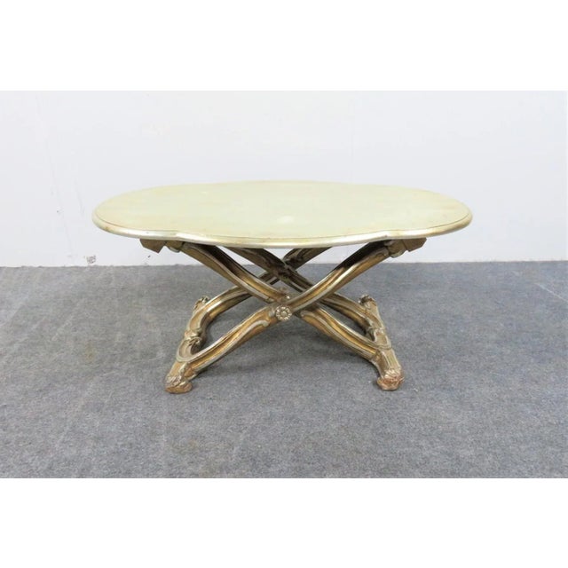 Italian Style Carved & Gilded X Base Coffee Table For Sale In Philadelphia - Image 6 of 6