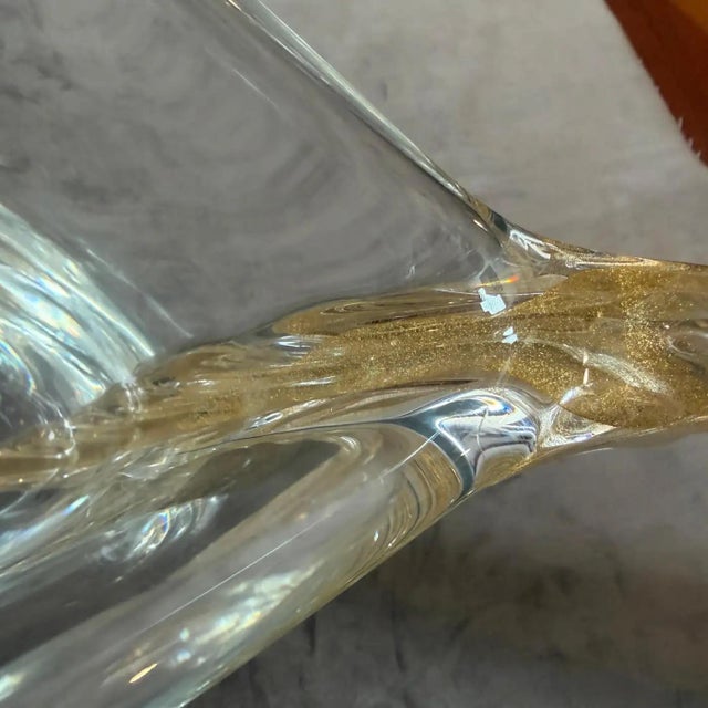 Christian Dior 1990s Modern Christian Dior Clear and Gold Murano Glass Big Wing Centerpiece For Sale - Image 4 of 17