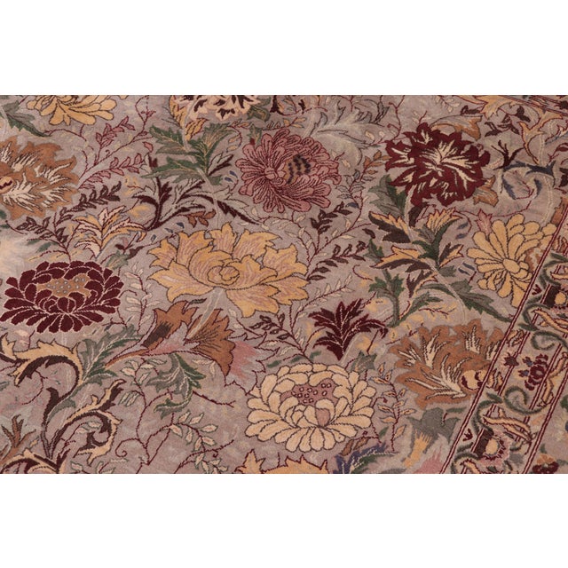 Shabby Chic Floral Square 1990's Pak-Persian Gray/Gray Wool Rug - 7'11'' X 8'1'' For Sale In New York - Image 6 of 9
