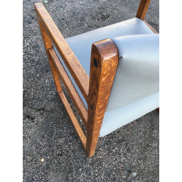Late 20th Century Danish Modern Oak Box Chairs on Sled Bases - Set of 6 For Sale - Image 12 of 12