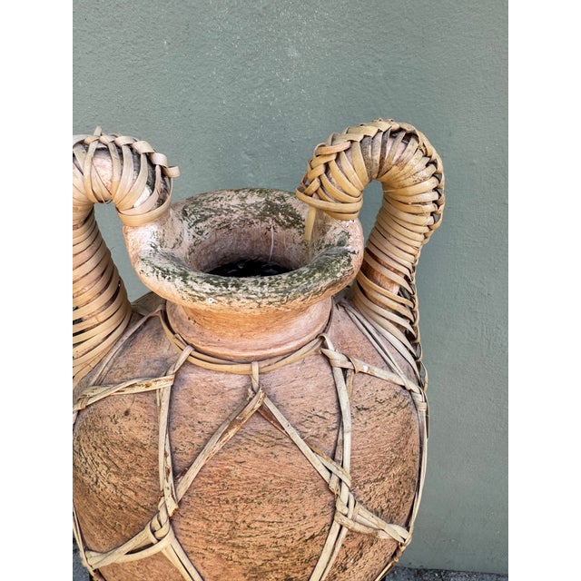1970s Rattan-Lattice Terracotta Amphora For Sale - Image 5 of 7