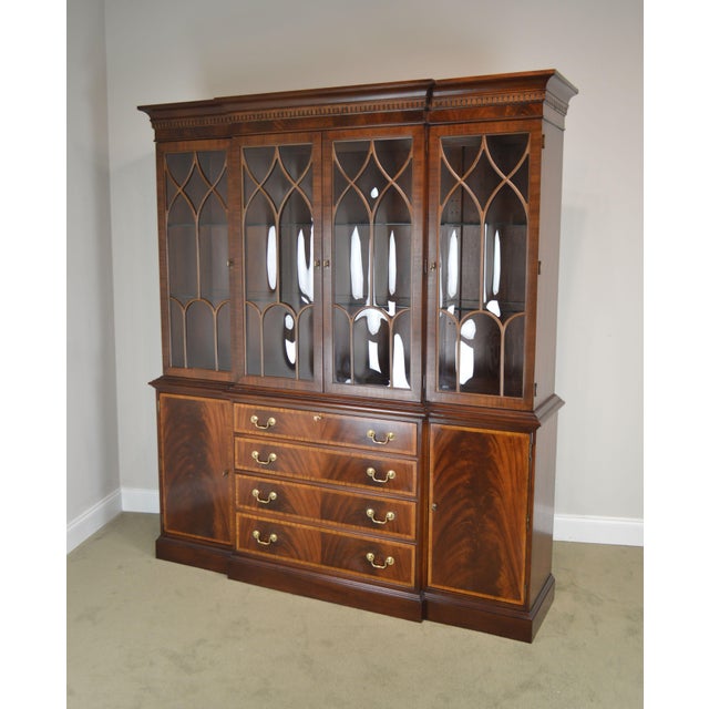 Ethan Allen Style Flame Mahogany Banded Breakfront China