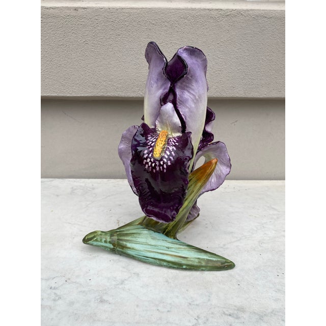 Large French Majolica Iris Vase Massier, Circa 1880 For Sale In Austin - Image 6 of 8