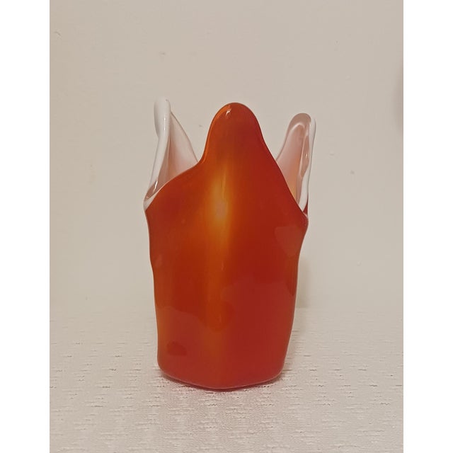 Glass Mid 20th Century Japanese Cased Art Glass Handkerchief Vase - Attributed to Kreiss For Sale - Image 7 of 8
