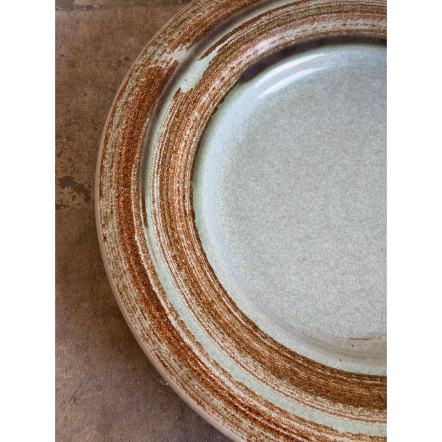 Ravnild Keramik Shallow Basin Light Blue Stoneware Circular Decorative Platter Denmark 1960s For Sale - Image 4 of 10