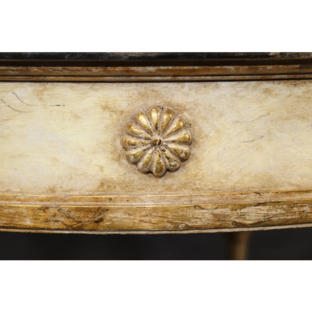 Directoire Style Pd & Gilt Accent Center Table W/ Faux Marble Top For Sale - Image 11 of 13