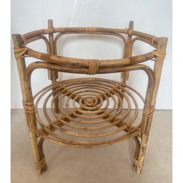 1980s Vintage Rattan Tray Tables, Glass Insert, a-Pair For Sale - Image 5 of 14