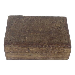 Vintage Carved Wood Box For Sale