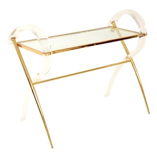 Vintage Italian Acrylic Glass and Gilt Console Table, 1970s For Sale