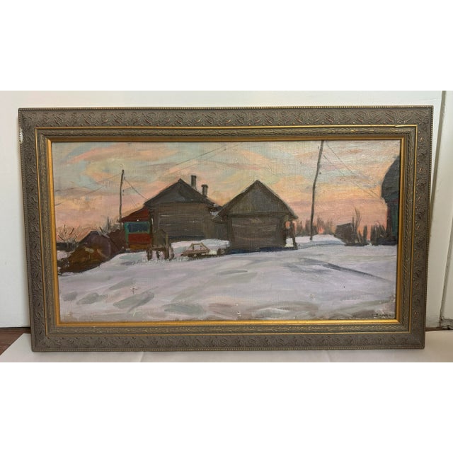 Mid-Century Modern Dmitriev, Ruald, "In the Village," Russian Painting, 1960 For Sale - Image 3 of 12