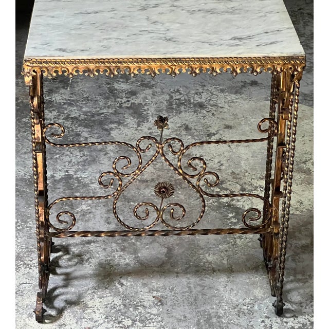 Antique Wrought Iron Marble Topped Table Chairish