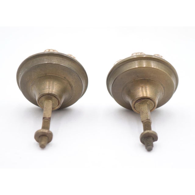 Transparent Set of Antique Sandwich Glass Brass Drawer Cabinet Knobs For Sale - Image 8 of 8